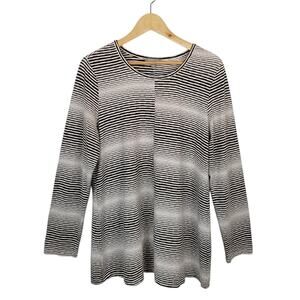 Habitat Women's Black White Long Sleeve Striped Tunic Top Stretch Size Medium